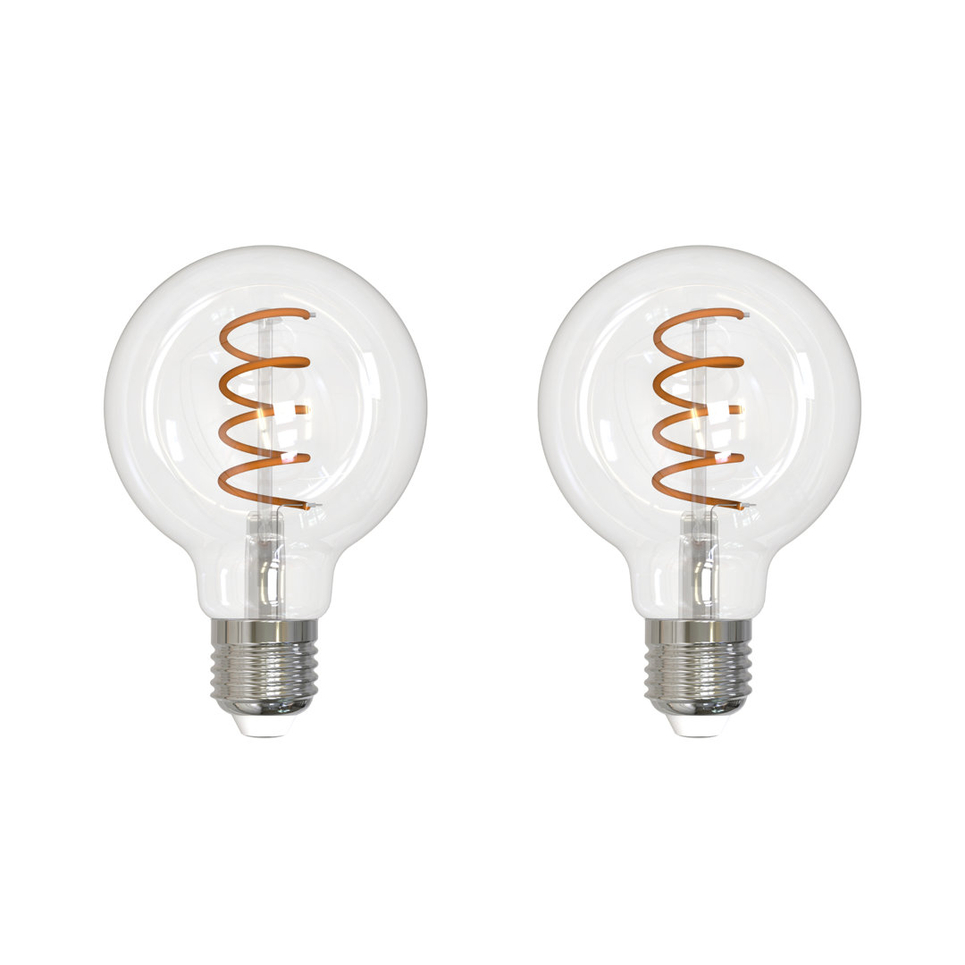 LED Curved Filament Pack of (2) 4.5 Watt Dimmable G25 Light Bulbs with a Clear Finish and Medium (E26) Base (Set of 2) Bulbrite Industries