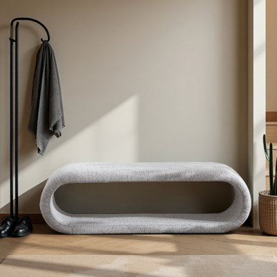 52.17" Chenille Upholstered Hollow Bench