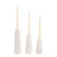 Bougeoirs coniques en marbre texturé pour salon - Décoration moderne à poser sur une table ou dans une cuisine - Lot de 3, 23 cm, 20 cm, 15 cm, ivoire