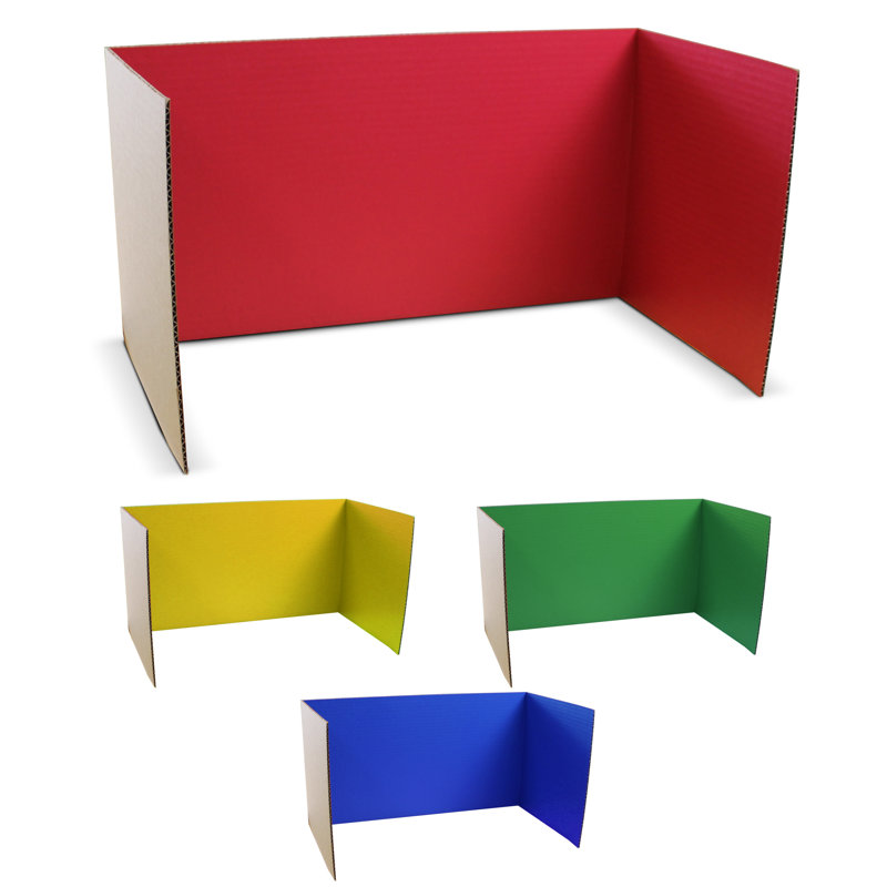 Panneau d'intimité de bureau 3 panneaux Study Carrel, Couleurs primaires