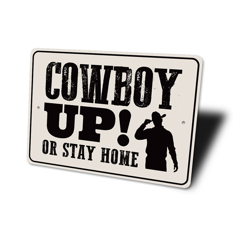 Enseigne de cow-boy en aluminium, H 10 po x l 14 po x P 0,04 po