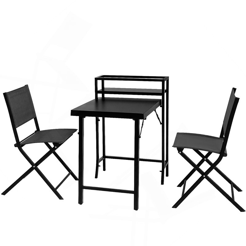 Ensemble de bistro 3 pièces, ensemble de table de patio pliable et chaises, ensemble de mobilier d'extérieur