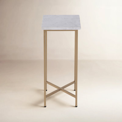 Paulina 9 in. W Square Marble and Iron End Table