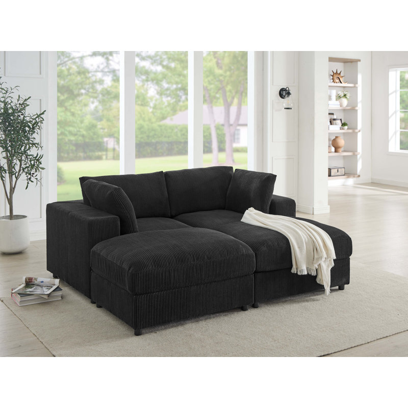 Canapé modulaire en velours côtelé Belltrail, Black Corduroy