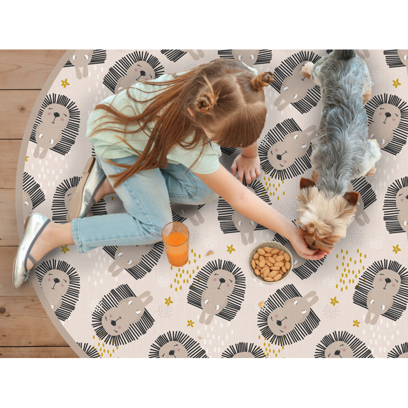 Saarim Vinyl Machine Printed Area Rug, Round 100cm