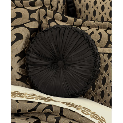 LA BOHEME  ONYX TUFTED ROUND DECORATIVE THROW PILLOW