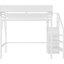 Lit mezzanine haut simple en métal avec escalier et rangement, blanc pour, 94,3 longs, 47,8 larges escaliers, garde-robe de rangement intégré, X 73,4 dimensions