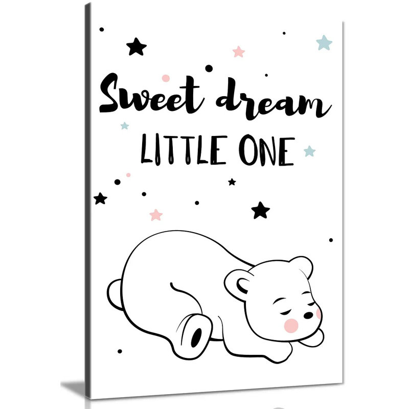 Cute Bear Sweet Dreams - Wrapped Canvas Print, 31cm H x 20cm W