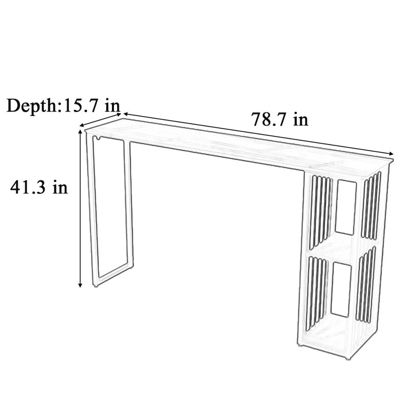 Table de bar simple et élégante, H 41,3 po x L 78,7 po x l 15,7 po, Gris