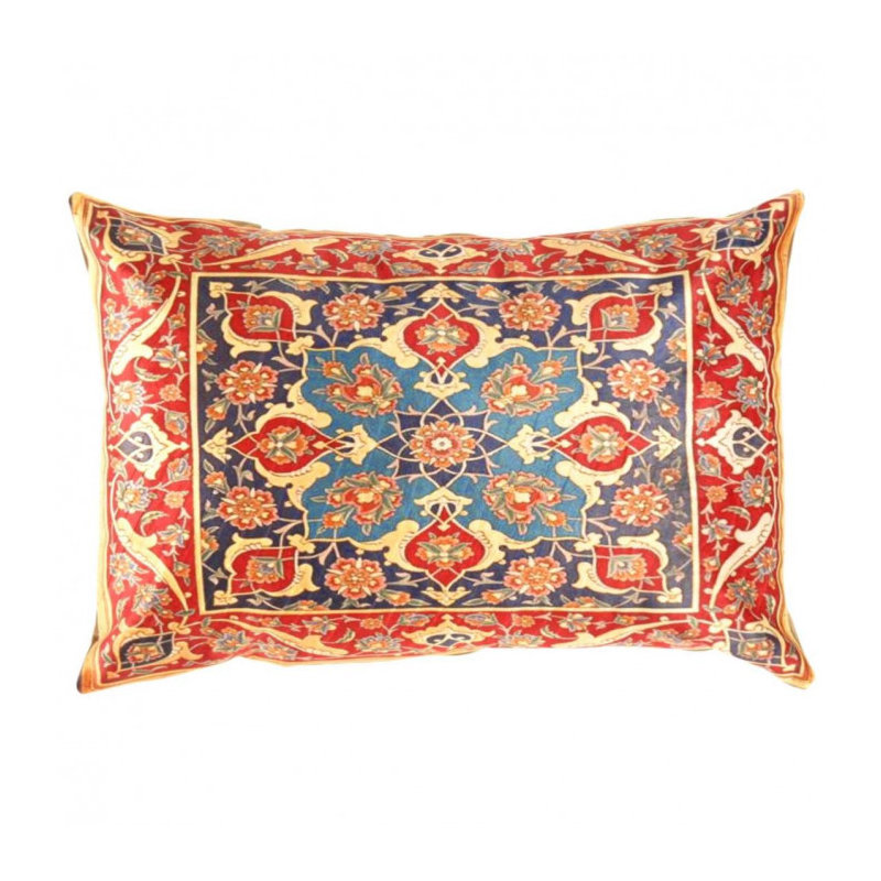 Square Pillow Cover & Insert, Rectangle, 16"H x 24"W, Red/Blue/Beige
