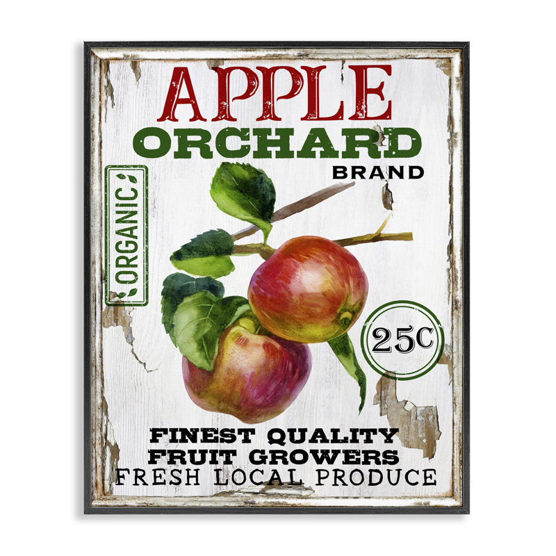 «Farmhouse Style Apples», estampe numérique par Creatif Belle, H 14 po x l 11 po, Giclée encadrée noir minuit