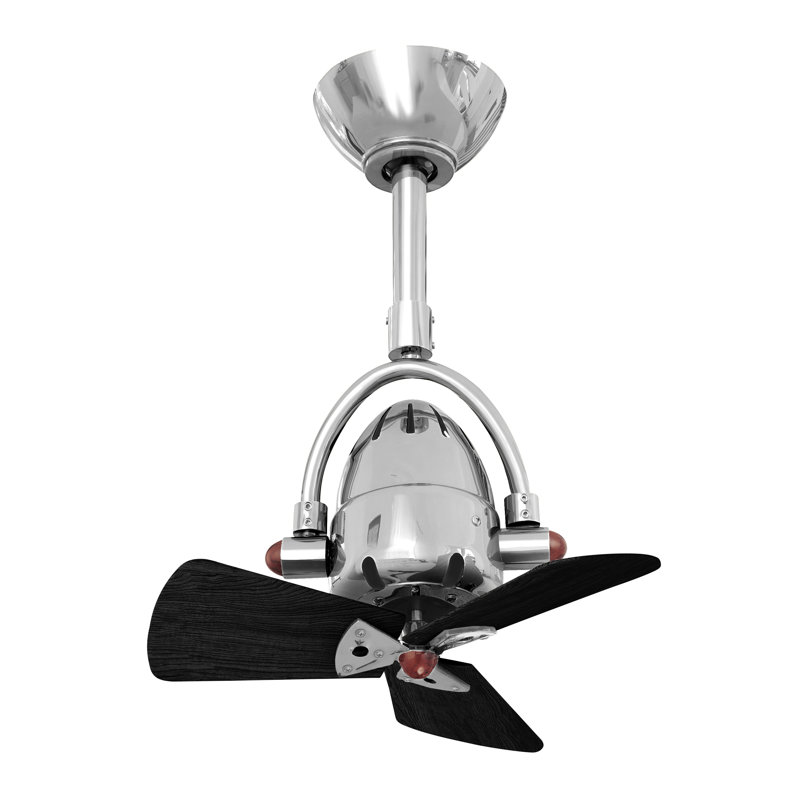 Downrod Ceiling Fan, Polished Chrome, Matte Black