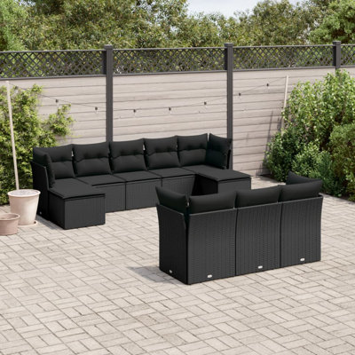  Ensemble de canapé de jardin noir