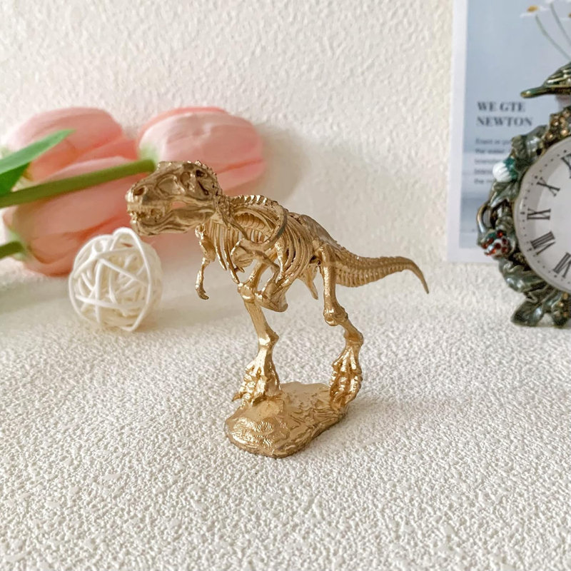 Figurine dinosaure en métal doré - mini bureau et décoration intérieure