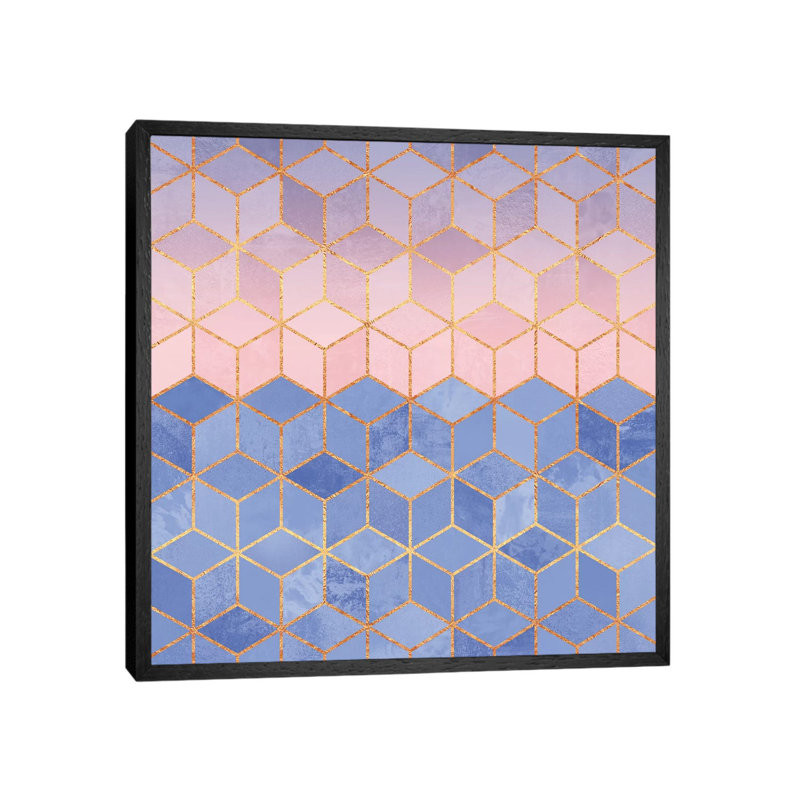 Rose Quartz And Serenity Cubes - Floater Frame Print on Canvas, 66.04 cm H x 66.04 cm W, Black Framed