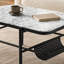 Ensemble de 3 tables d'appoint élégantes avec plateau en verre trempé et plateau de table en marbre blanc