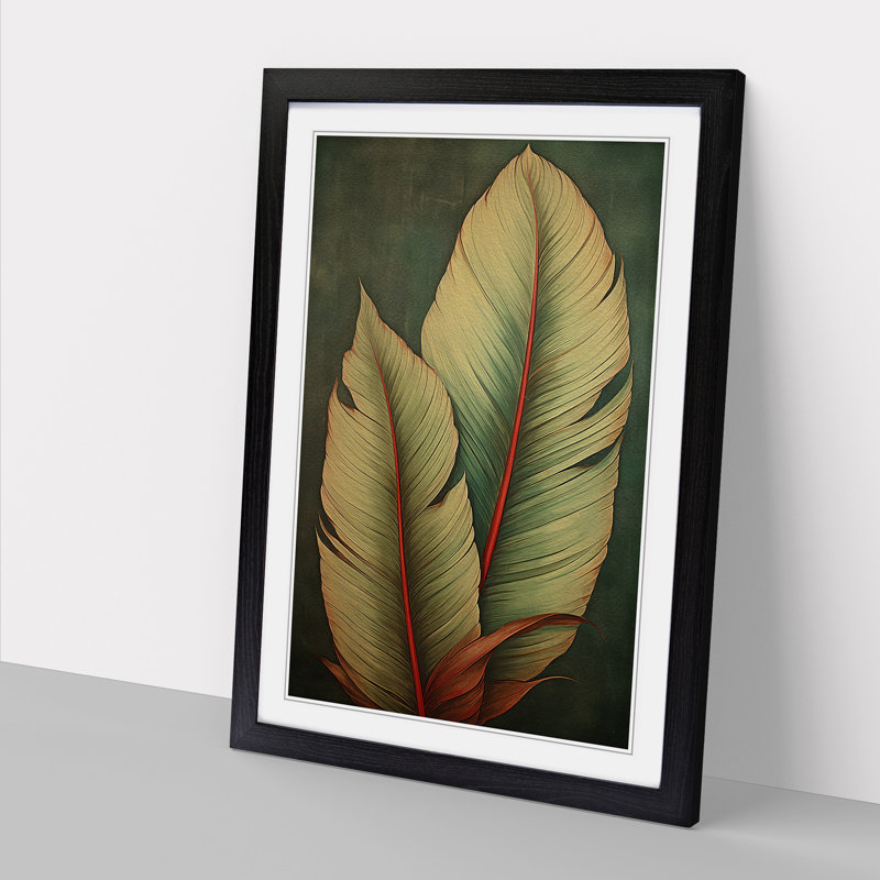 Palm Leaf Classicism 1 Piece Single Picture Frame Wall Art, 64cm H x 46cm W x 2cm D, Black