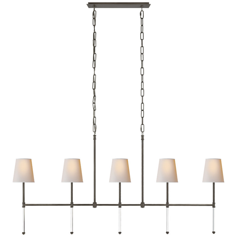 Suzanne Kasler Camille Medium Linear Chandelier, Bronze, Fabric