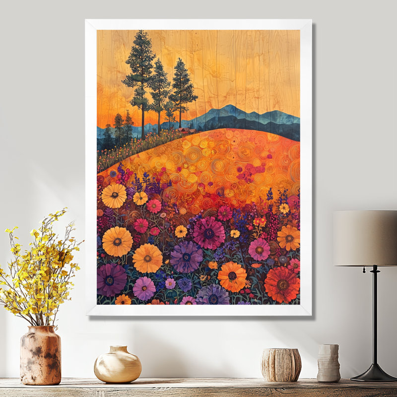 Beames - Art mural floral, H 32 po x l 16 po, Reproduction encadrée d'une seule photo, Blanc