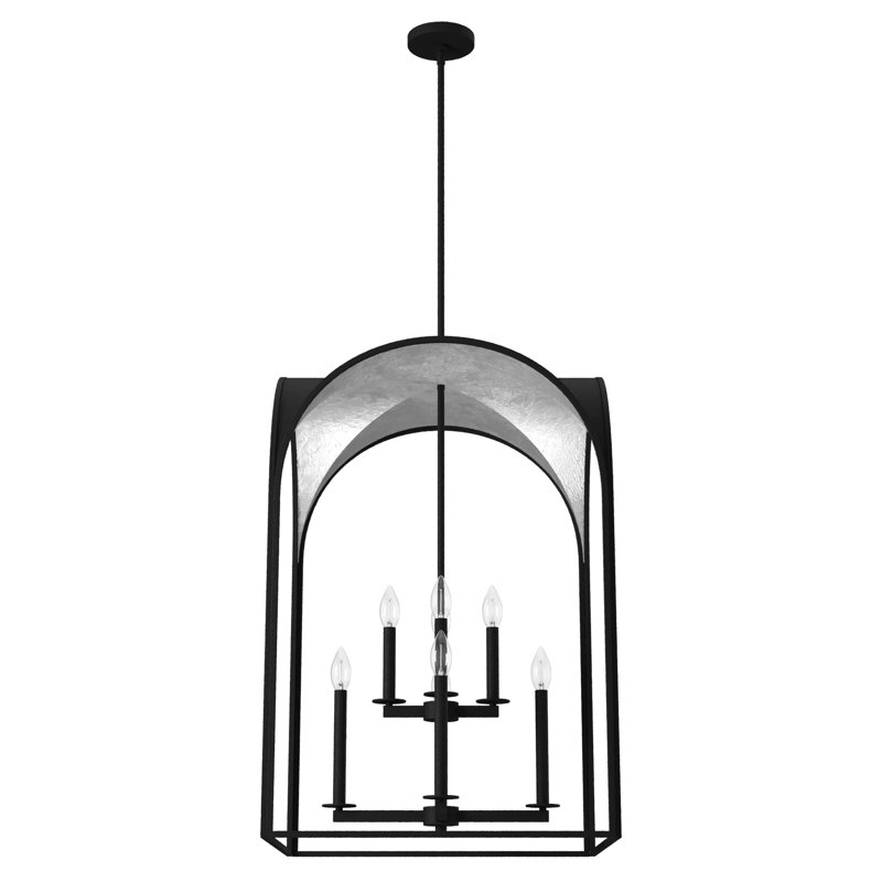 Dukestown 8 Light 22 inch Lantern Pendant, Natural Iron/Silver Leaf