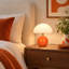 Lampe de table champignon en céramique orange, lampe de chevet à DEL alimentée par USB avec lumière tricolore pour table de chevet