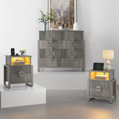 Wrought Studioâ„¢ 3-piece Bedroom Set - 8 Drawer Fluted Dresser And Two 2 Drawer Fluted Nightstands