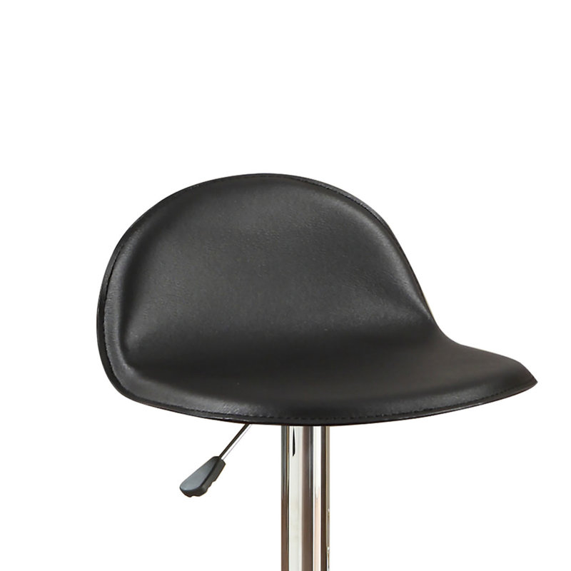 Tabourets de bar réglables en polyuréthane noir avec base chromée, confortables et élégants pour les cuisines et les bars modernes (ensemble de 2)