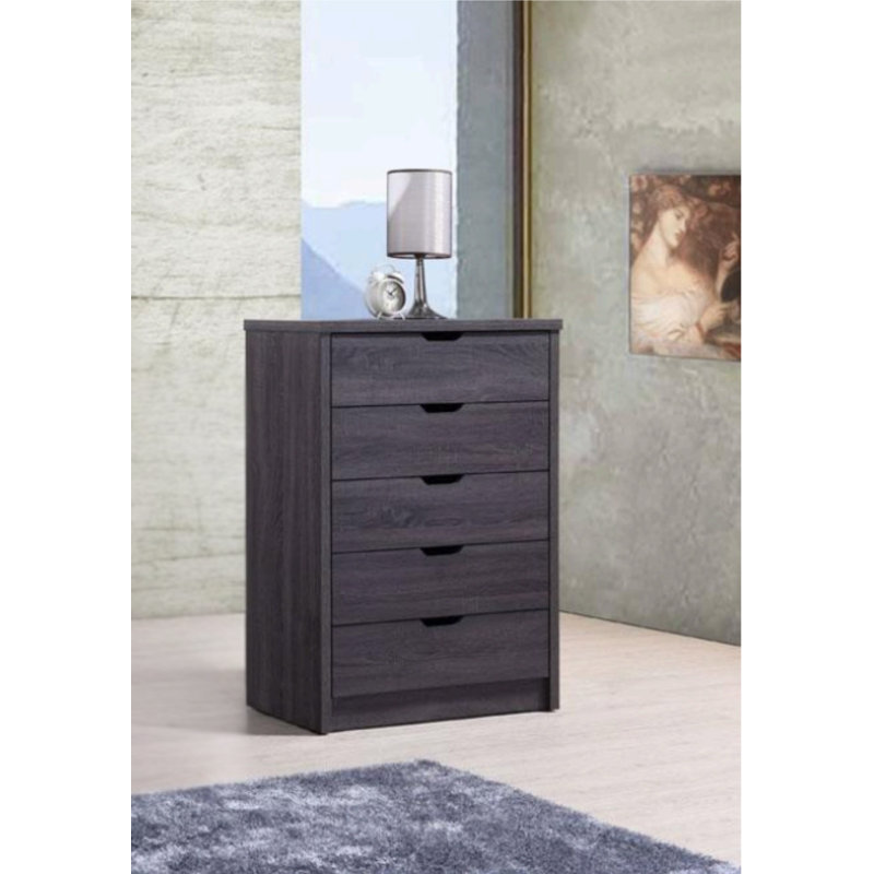 Commode 5 tiroirs au fini chêne Tallisa