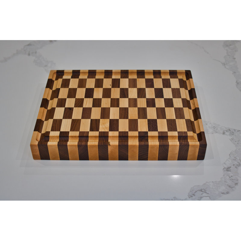 Solid Walnut And Maple Checkerboard Design Cutting Board