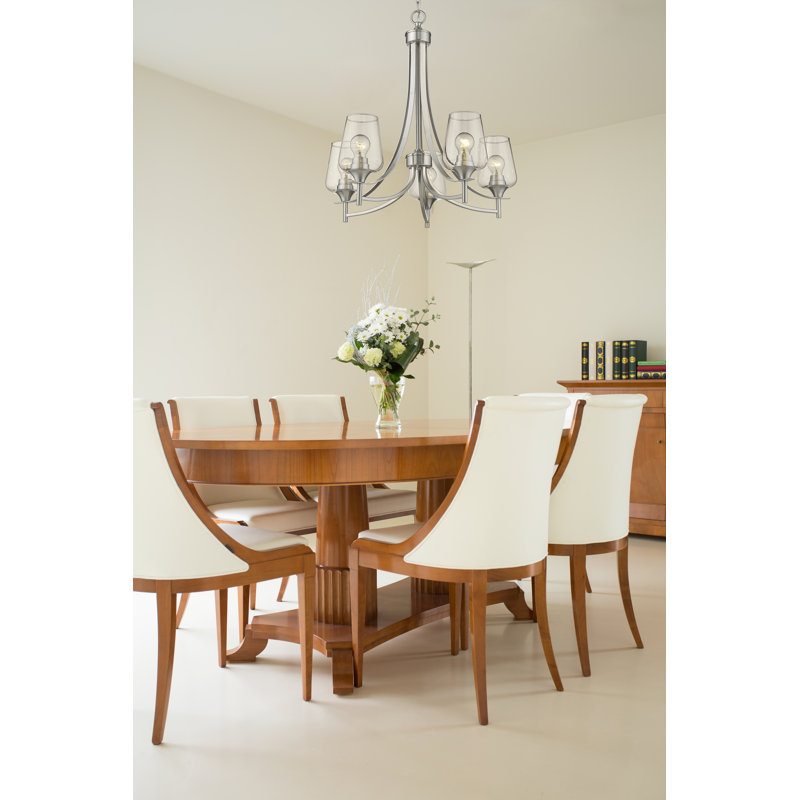 Dahlya 5 - Light Dimmable Wagon Wheel Chandelier, Brushed Nickel