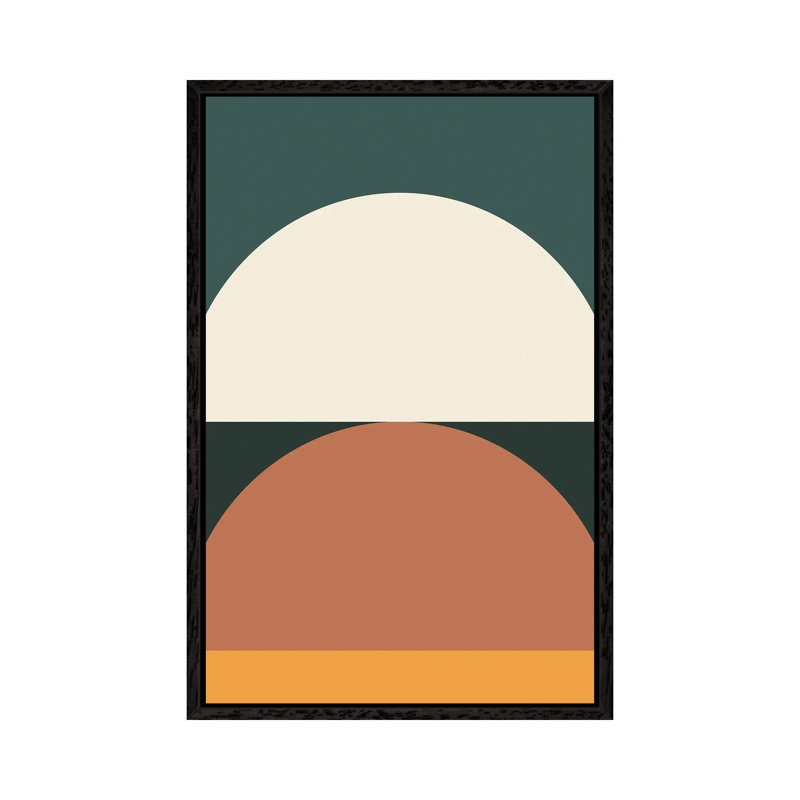 Geometric - Print on Canvas, Silver/White/Grenadier, Black Framed, 101.6 cm H x 66.04 cm W