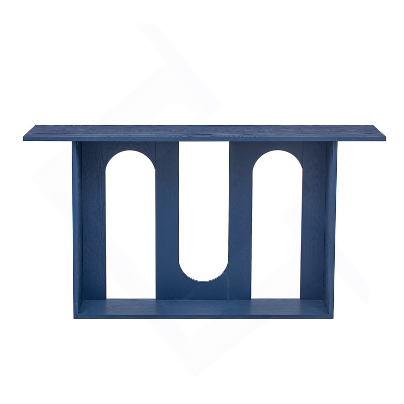 Modern And Curved Design Ash Veneer Console Table With Shelf,Suitable For Entryway,Hallway Living Room,Foyer,Corridor