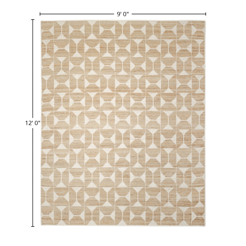 Elle Geometric Area Rug in Ivory, Rectangle 9' x 12'