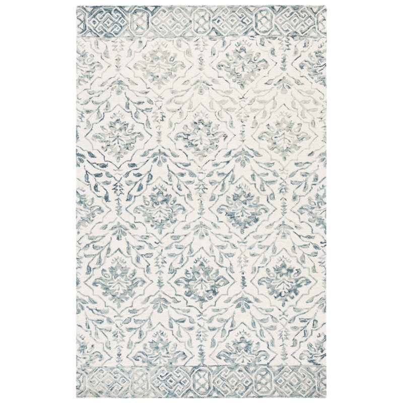 Tapis floral en laine touffeté à la main Pimentel, Rectangle 5 pi x 8 pi