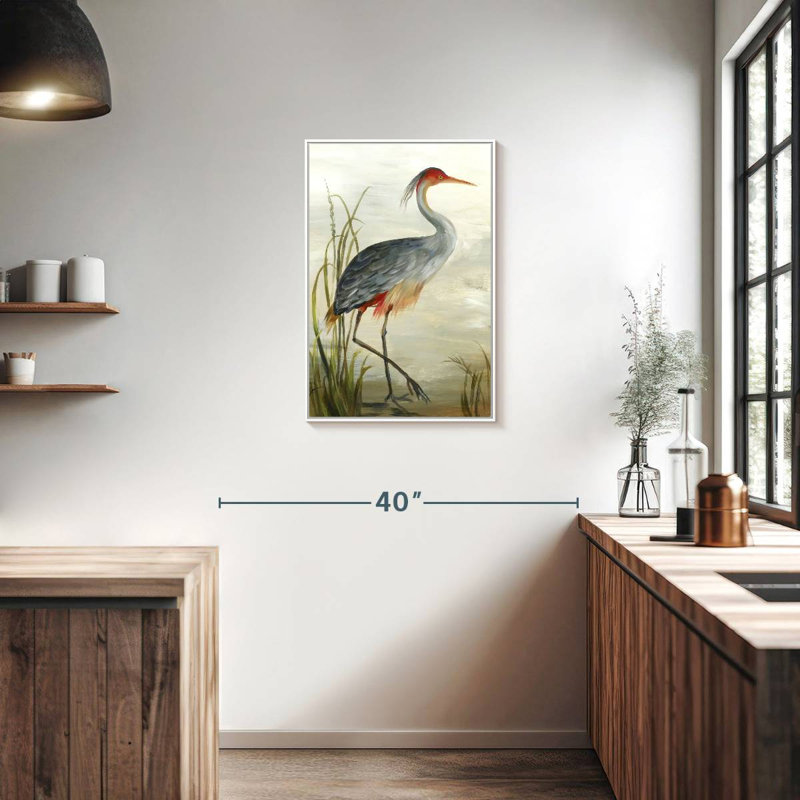 Héron cendré, Floating Frame White, 21 po x 31 po