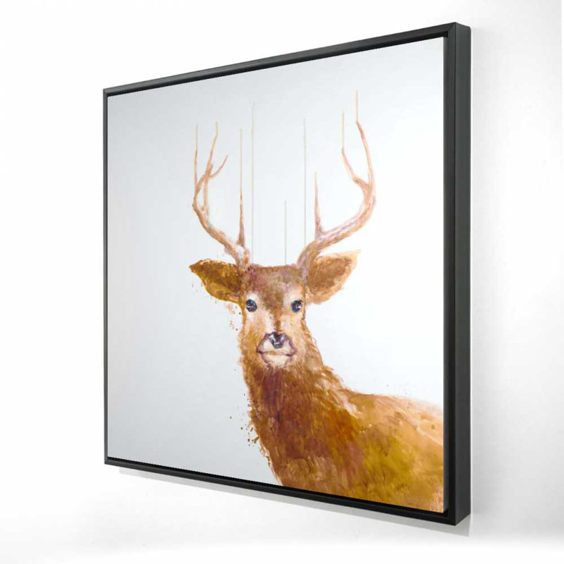 Abstrait cerf - Toile encadrée brune pour la décoration du salon, H 37,25 po x l 37,25 po