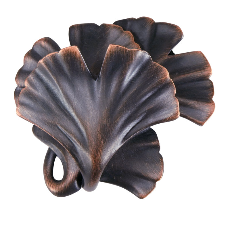 ARTS & CRAFT GINKGO KNOB IN PLATE, Bronze