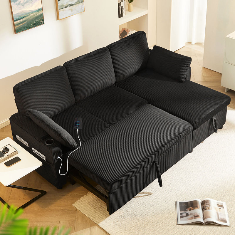 Corduroy Sofa & Chaise, Blue