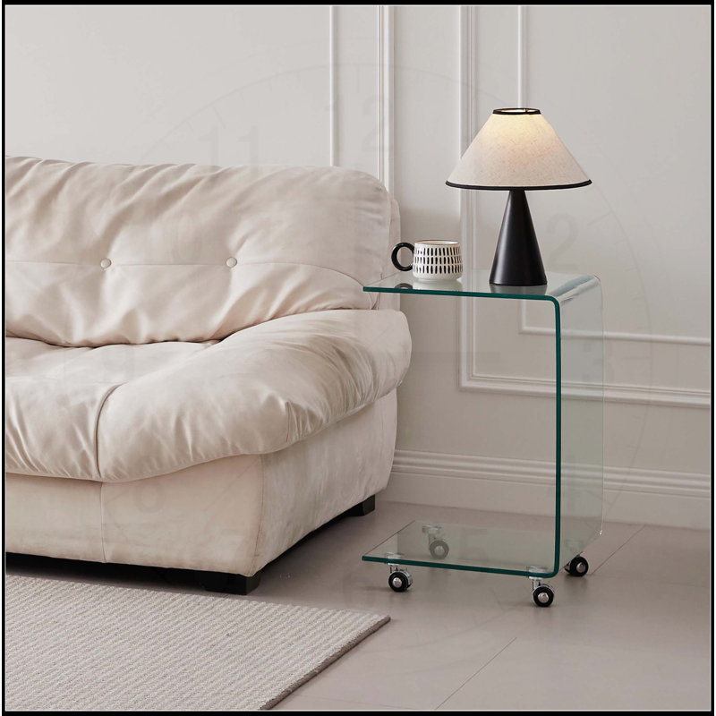 C-shaped Clear Tempered Glass Side & End Table, Versatile and Stylish for Any Space