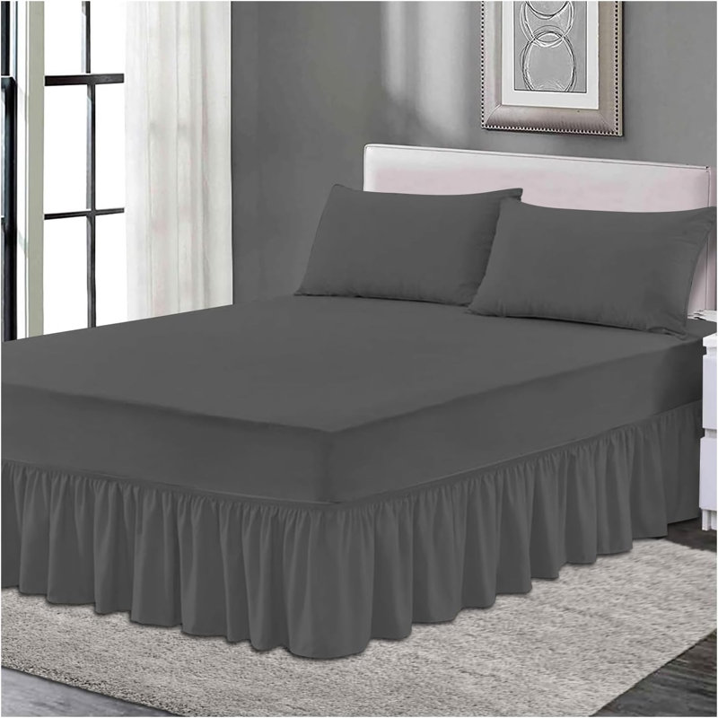 Premium Cotton Blend Plain Dyed Valance Sheet | Soft Durable and Breathable Luxury Bed Sheet for Ultimate Comfort, Charcoal