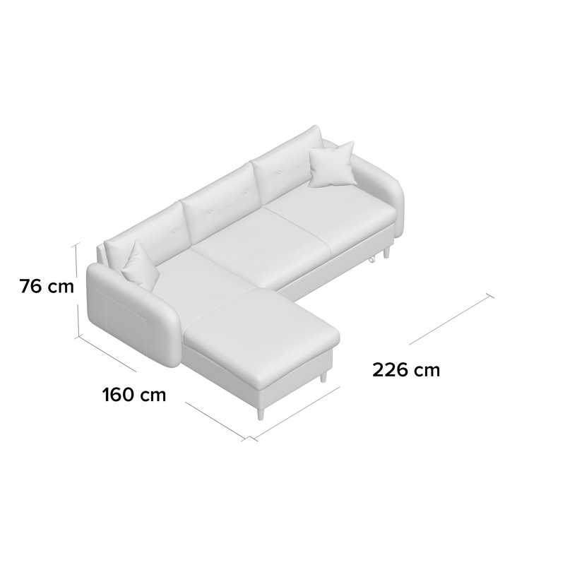 Karon 4 Seater Sofa Bed, Left, Anthracite