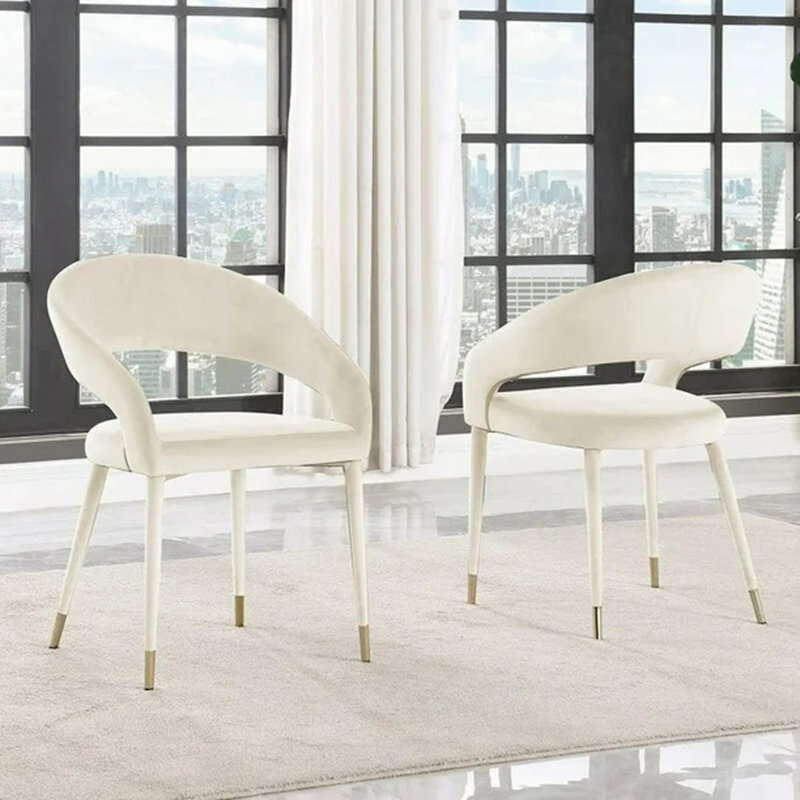 Chaises d'appoint de salle à manger rembourrées en velours de 19 po Farview , Velours crème