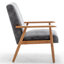 Fauteuil de style Mid-Century moderne de 24,97 po de largeur, accoudoirs en bois massif gris, facile à assembler et à nettoyer, siège en mousse confortable, fauteuil en microfibre élégant, attrayant, confortable et élégant-715264069