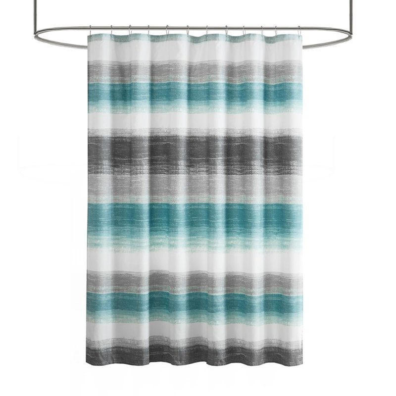 Rideau de douche à rayures à rayures turquoise / gris 72 po x 72 po
