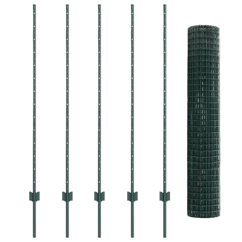 Fence with Post Segment Outdoor Barrier Garden Terrace Divider Boundary, Green, 140cm H x 1000cm W