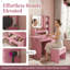 Bureau de coiffeuse 41,9 "avec miroir DEL et prise de courant | Coiffeuse à maquillage avec 3 tiroirs, 7 tablettes et tabouret de rangement | Luminosité réglable, 3 modes d'éclairage-248895052