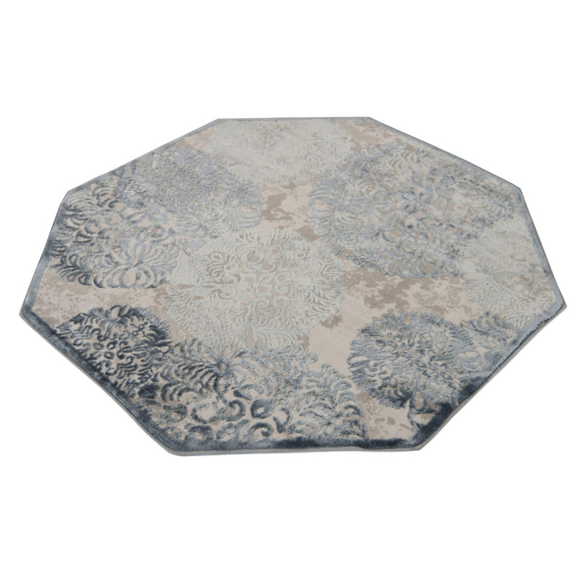 Tapis transitionnel Glencoe couleur lagon, Octogone 4 pi