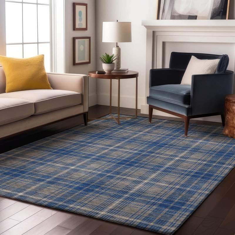 Tapis écossais de qualité supérieure lavable à la machine Lyndhurst AMF993, Rectangle 9 pi x 12 pi