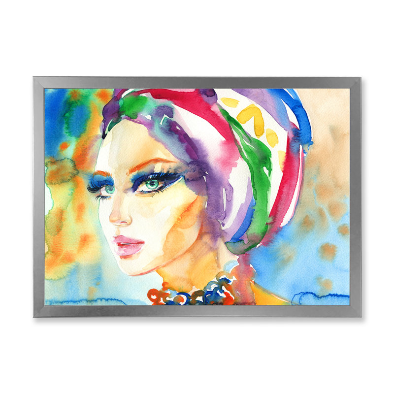 Portrait d'un mannequin élégant - décoration murale sur toile Glam, H 30 po x l 40 po x P 1,5 po, Cadre photo argenté