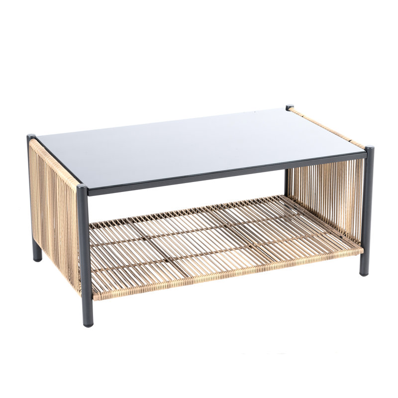 Pe d'extérieur avec coussins gris et table - Mobilier imperméable, pour la vie de patio